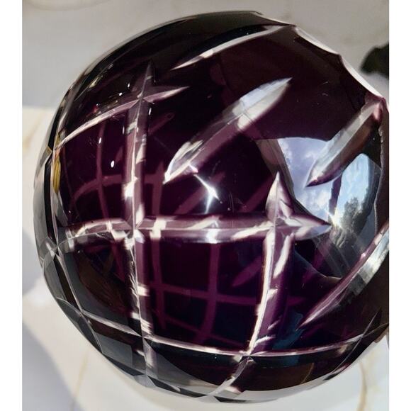 Vintage Gorham Lady Ann Purple Crystal Glass Cut To Clear Bowl Vase Dish 6x5” - Picture 3 of 8